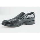 Black Hornback Alligator Print Captoe Slip On Tuxedo Shoes